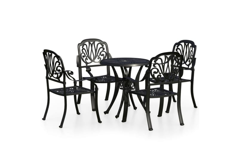 bistrosæt 5 dele støbt aluminium sort - Sort - Havemøbler - Balkon - Balkonmøbler - Altansæt