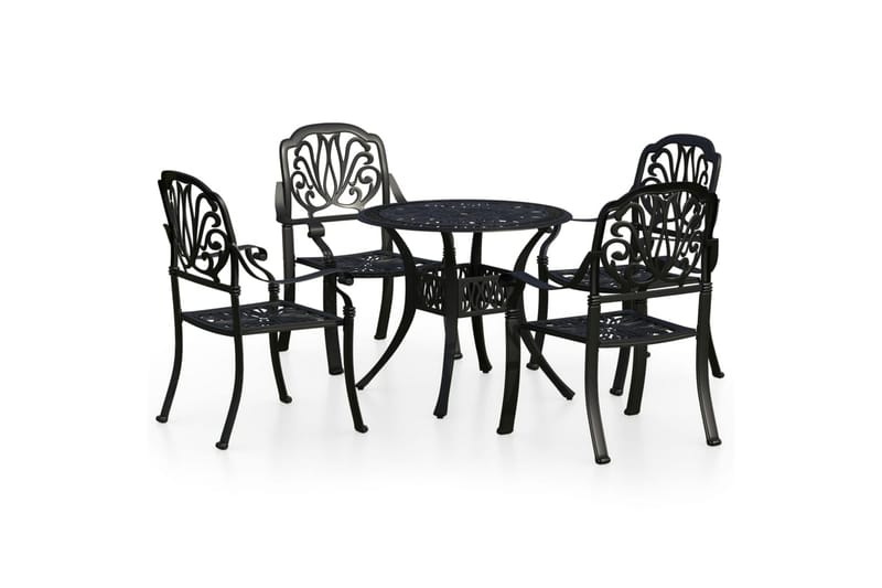 bistrosæt 5 dele støbt aluminium sort - Sort - Havemøbler - Balkon - Balkonmøbler - Altansæt