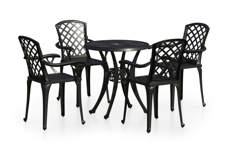 bistrosæt 5 dele støbt aluminium sort - Sort - Havemøbler - Balkon - Balkonmøbler - Altansæt