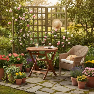 Bord HOME4YOU Fabiola D80x72 cm Akacie - brun - Havemøbler - Balkon - Balkonmøbler - Altanborde