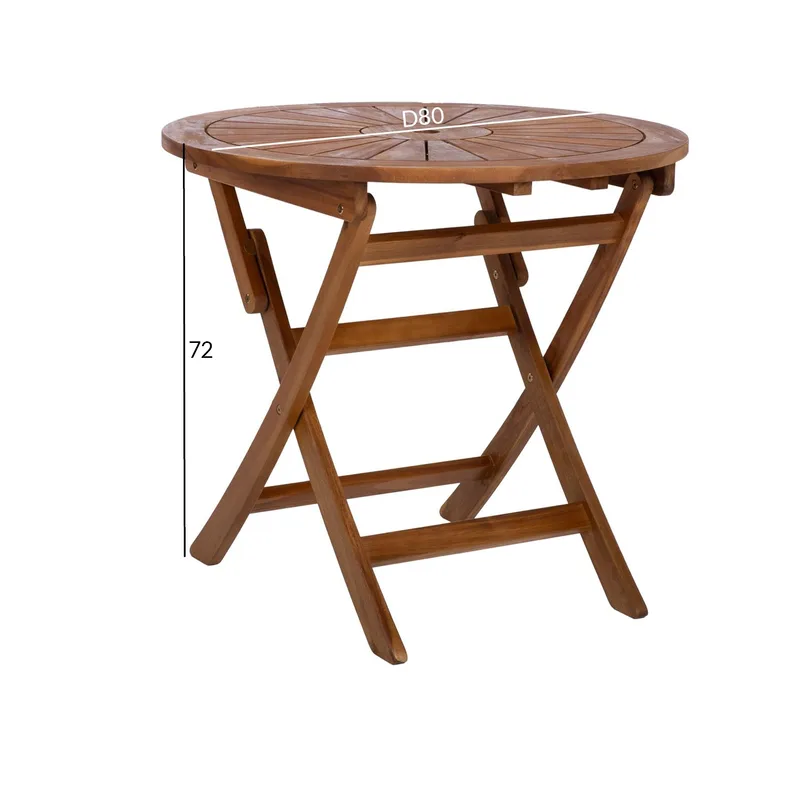Bord HOME4YOU Fabiola D80x72 cm Akacie - brun - Havemøbler - Balkon - Balkonmøbler - Altanborde