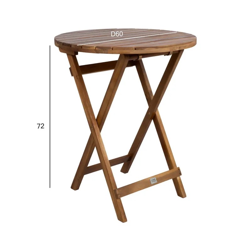 Bord HOME4YOU Gwen D60x72 cm akacie - brun - Havemøbler - Balkon - Balkonmøbler - Altanborde