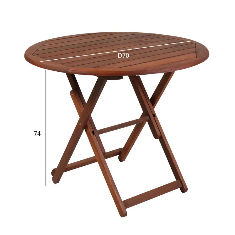 Bord HOME4YOU Nantes D70x74 cm Meranti - brun - Havemøbler - Balkon - Balkonmøbler - Altanborde