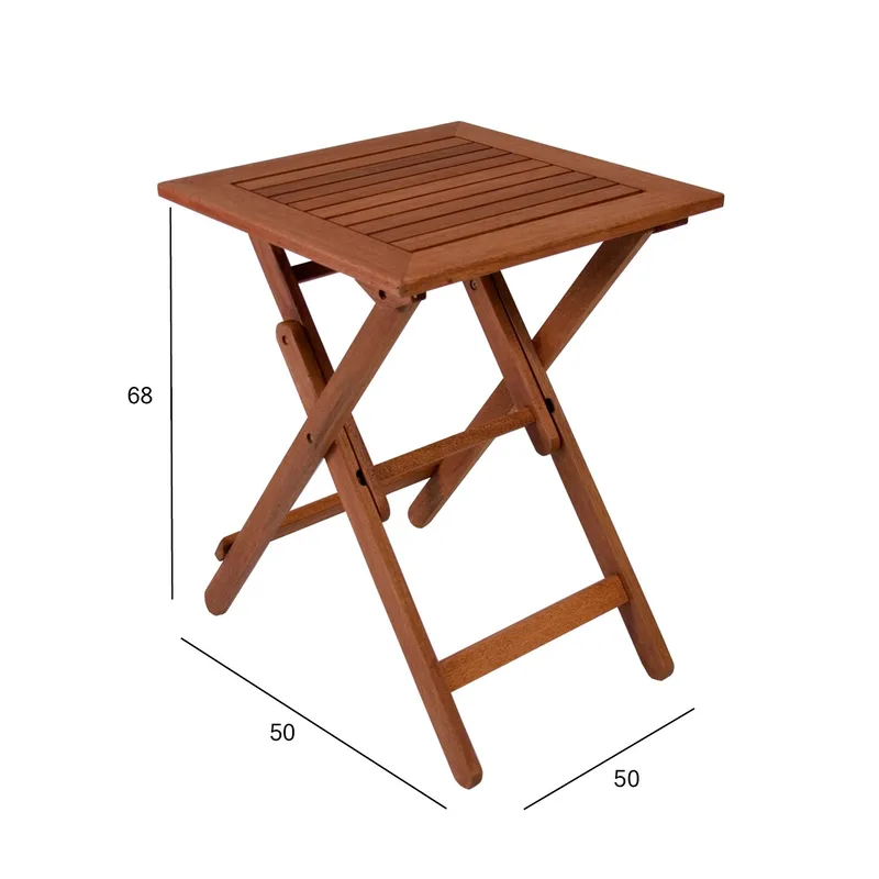 Bord HOME4YOU Rouen 50x50x68 cm Meranti - brun - Havemøbler - Balkon - Balkonmøbler - Altanborde