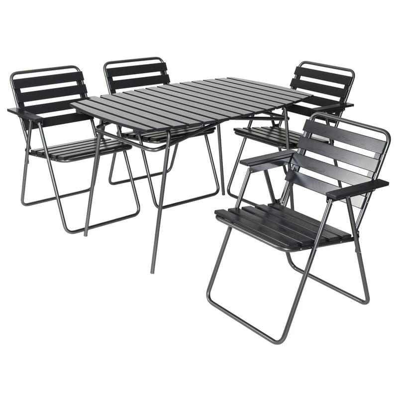 Bordsæt Varax Retro 403 + 4 stk 305 Grå/Sort - Grå/Sort - Havemøbler - Balkon - Balkonmøbler - Altansæt