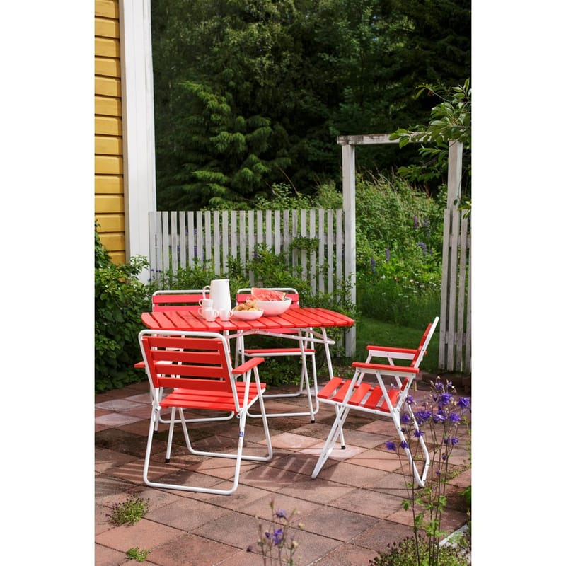 Bordsæt Varax Retro 403 + 4 stk 305 Hvid/Rød - Hvid/Rød - Havemøbler - Balkon - Balkonmøbler - Altansæt