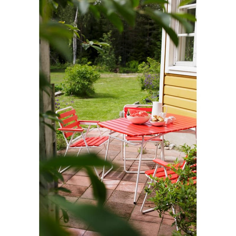 Bordsæt Varax Retro 403 + 4 stk 305 Hvid/Rød - Hvid/Rød - Havemøbler - Balkon - Balkonmøbler - Altansæt