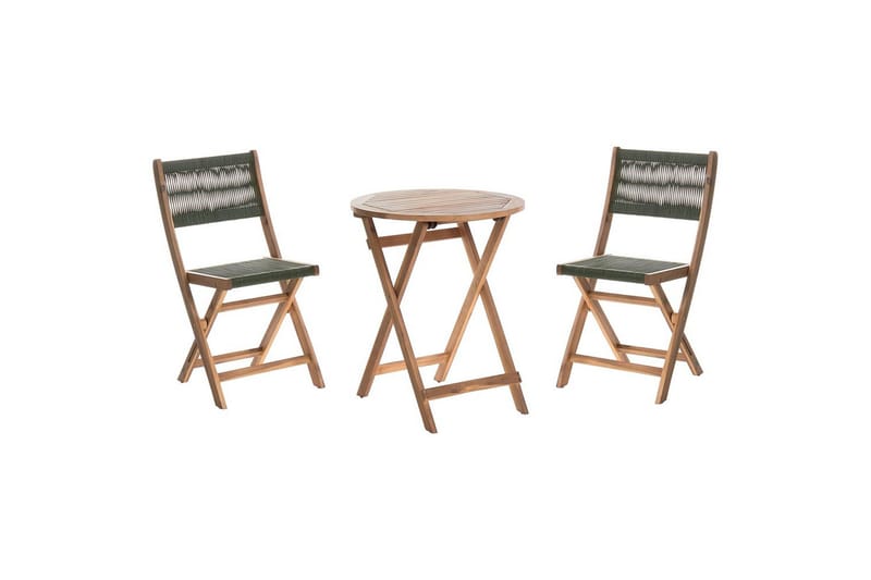 Cafégruppe Prossedi - Grønt, lyst træ - Havemøbler - Balkon - Balkonmøbler - Altansæt