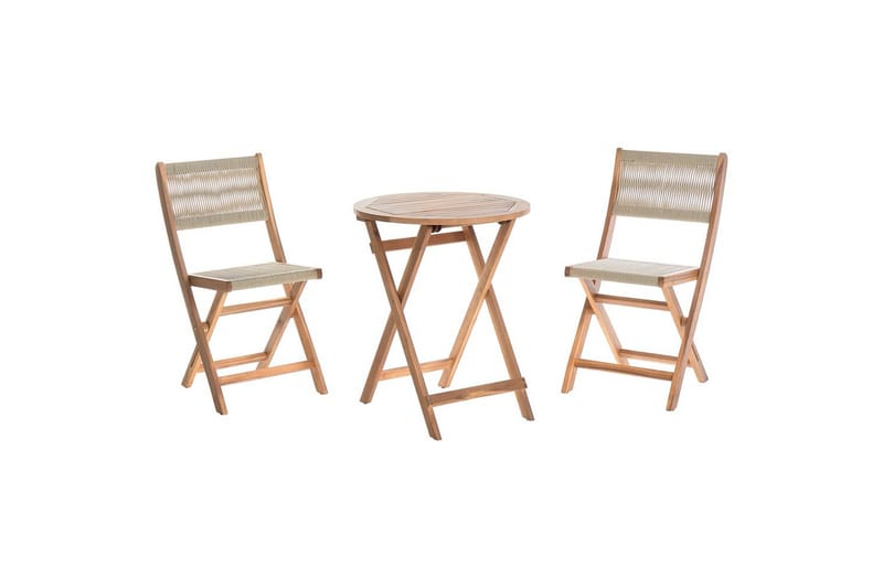 Cafégruppe Prossedi - Beige, Lys Træ - Havemøbler - Balkon - Balkonmøbler - Altansæt