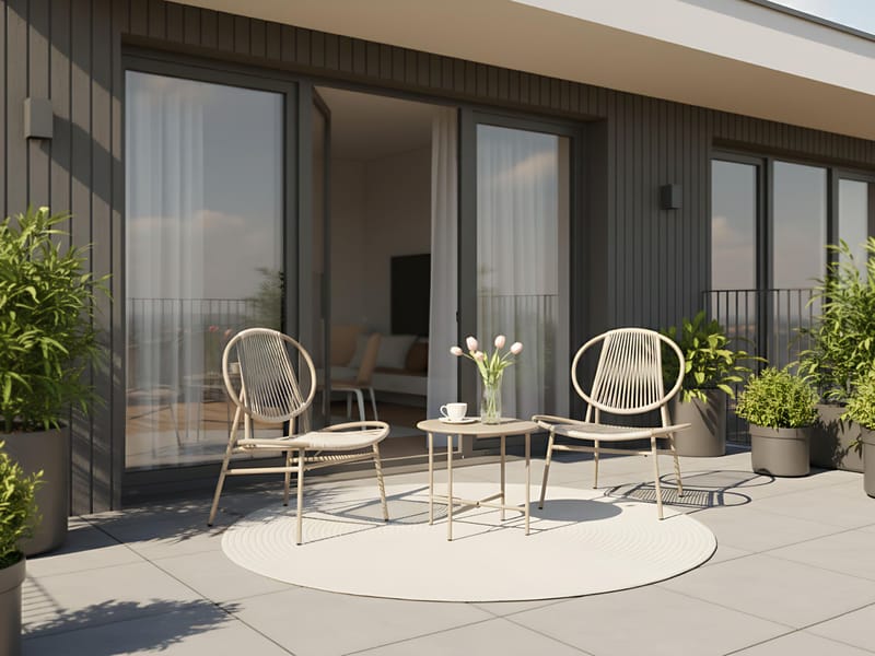 Cafésæt Ovaro - Beige - Havemøbler - Balkon - Balkonmøbler - Altansæt