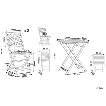 Cafésæt Terni - Brun - Havemøbler - Balkon - Balkonmøbler - Altansæt