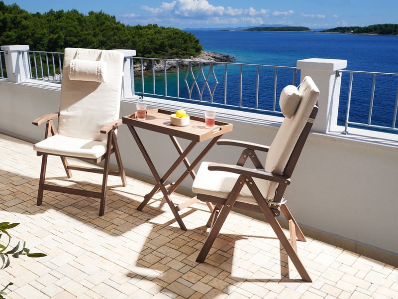 Cafésæt udendørs Amantea Premium akacietræ - Brun/Lysbeige - Havemøbler - Balkon - Balkonmøbler - Altansæt