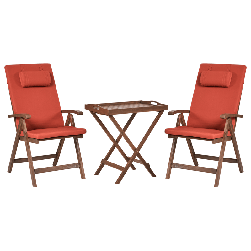 Cafésæt udendørs Amantea Premium akacietræ, Brun/Rød