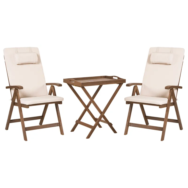 Cafésæt udendørs Amantea Premium akacietræ, Brun/Lysbeige