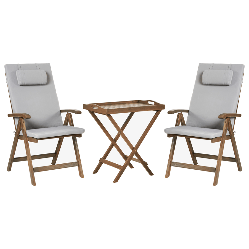 Cafésæt udendørs Amantea Premium akacietræ, Brun/Lysegrå