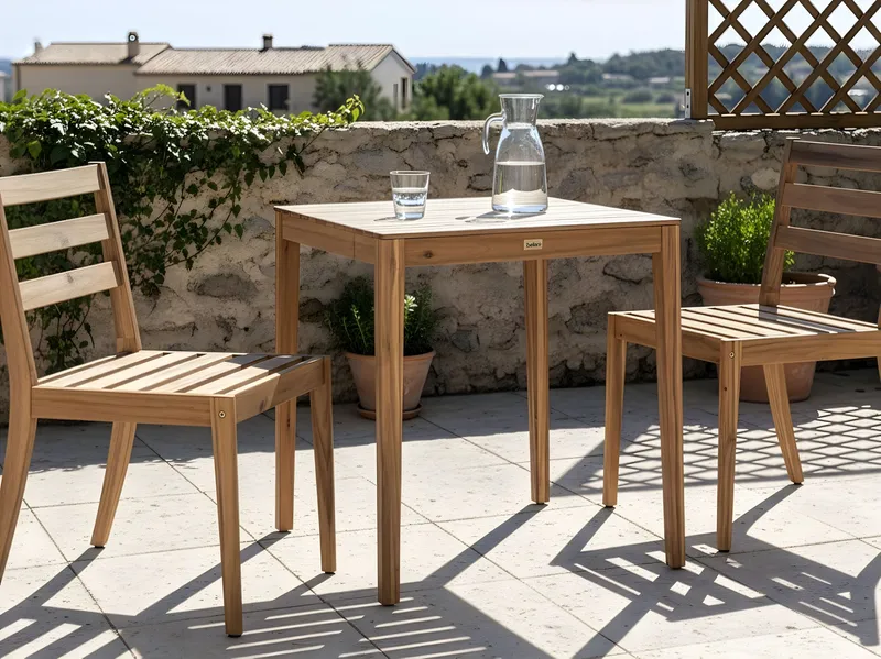 Cafésæt udendørs Chioggia akacietræ - Brun - Havemøbler - Balkon - Balkonmøbler - Altansæt