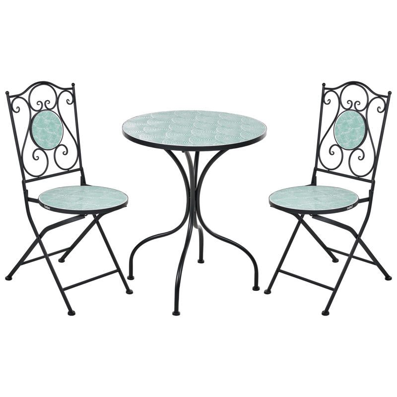 Cafésæt udendørs foldbar Anapo Jern - sort/grøn - Havemøbler - Balkon - Balkonmøbler - Altansæt