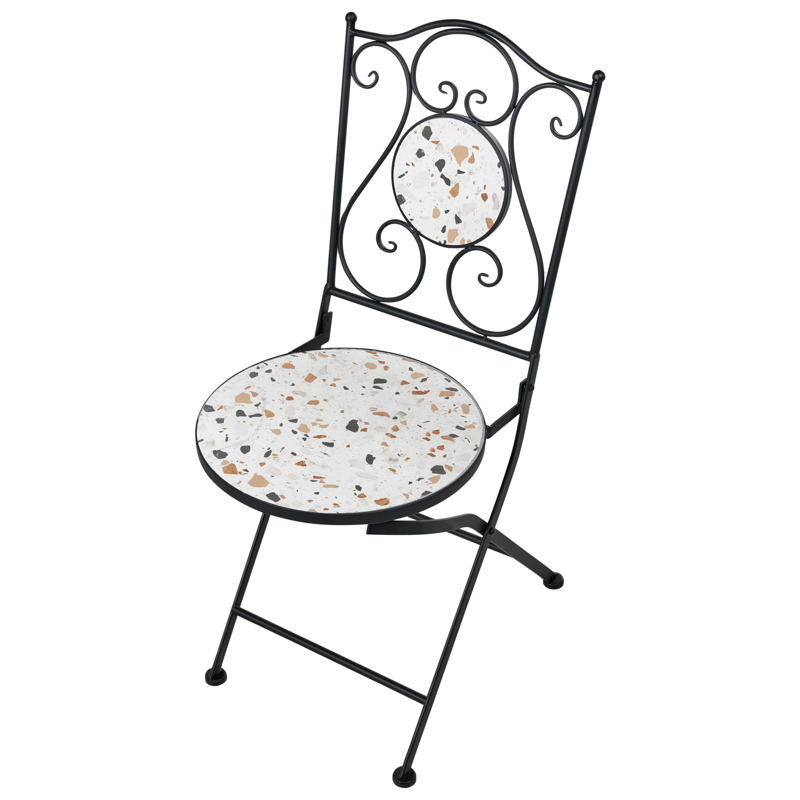 Cafésæt udendørs foldbar Artena Jern - Sort/Hvid - Havemøbler - Balkon - Balkonmøbler - Altansæt