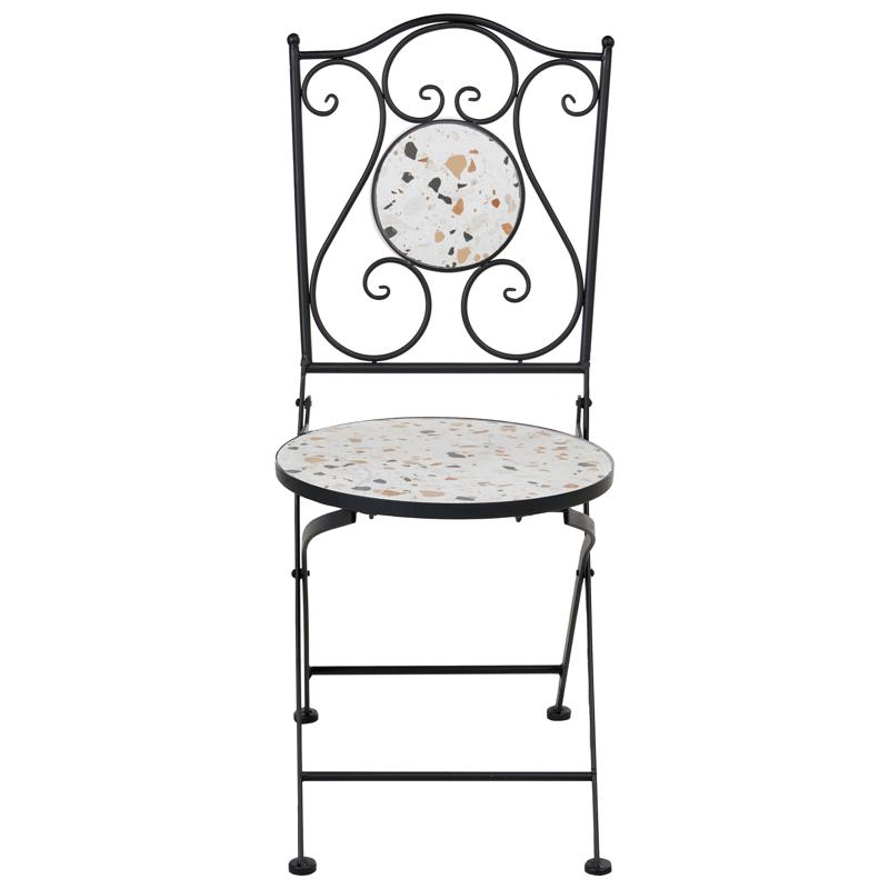 Cafésæt udendørs foldbar Artena Jern - Sort/Hvid - Havemøbler - Balkon - Balkonmøbler - Altansæt