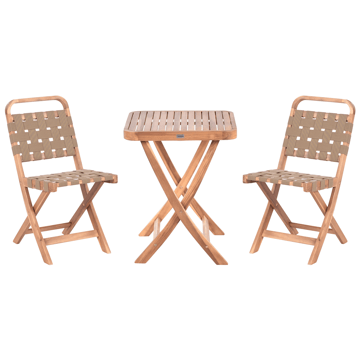 Cafésæt udendørs foldbar Calciano akacietræ - Brun/beige - Havemøbler - Balkon - Balkonmøbler - Altansæt