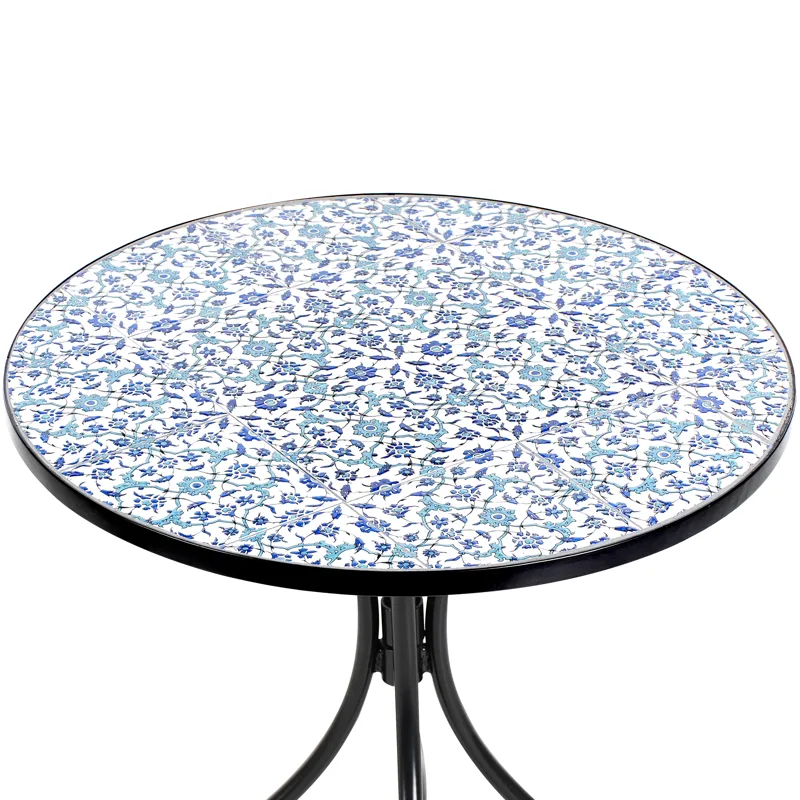 Cafésæt udendørs foldbar Chapeco Jern - Sort/Blå/Hvid - Havemøbler - Balkon - Balkonmøbler - Altansæt