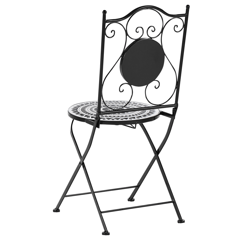 Cafésæt udendørs foldbar Comiso Jern - Sort/Hvid - Havemøbler - Balkon - Balkonmøbler - Altansæt