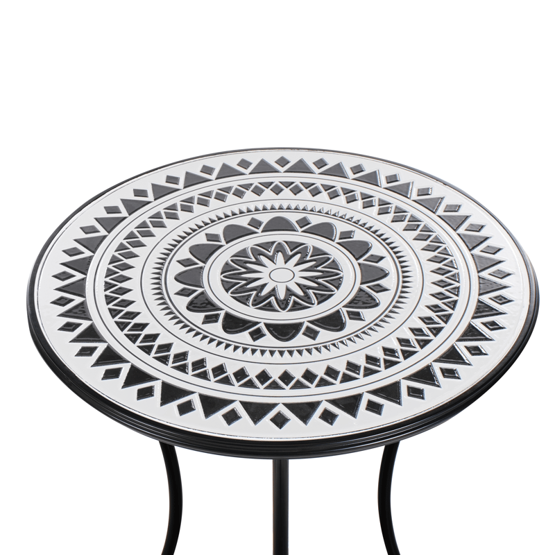 Cafésæt udendørs foldbar Comiso Jern - Sort/Hvid - Havemøbler - Balkon - Balkonmøbler - Altansæt