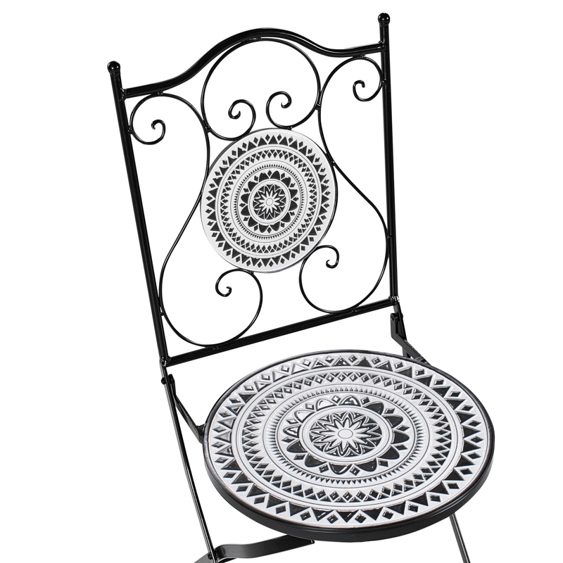 Cafésæt udendørs foldbar Comiso Jern - Sort/Hvid - Havemøbler - Balkon - Balkonmøbler - Altansæt