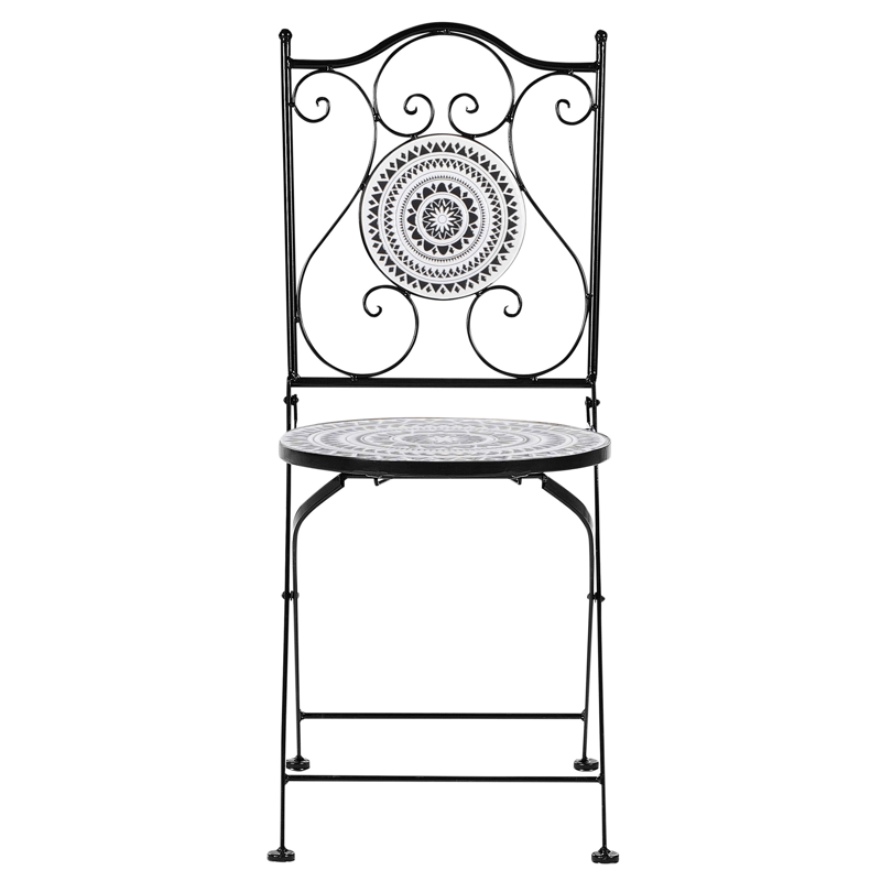 Cafésæt udendørs foldbar Comiso Jern - Sort/Hvid - Havemøbler - Balkon - Balkonmøbler - Altansæt