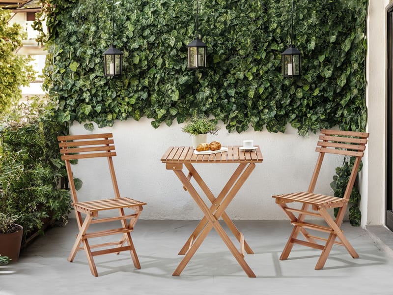 Cafésæt udendørs foldbar Solarolo akacietræ - Brun - Havemøbler - Balkon - Balkonmøbler - Altansæt