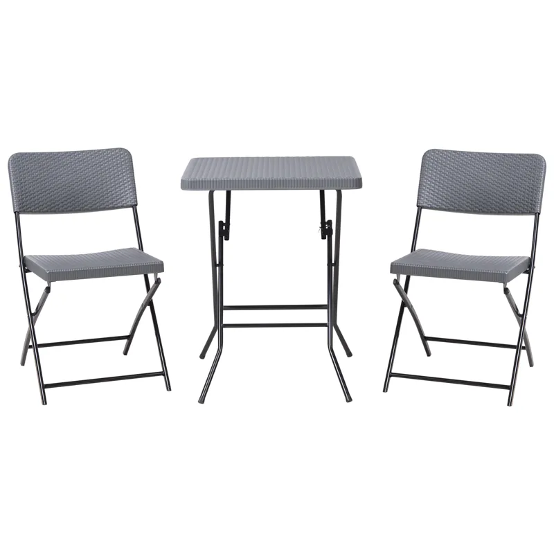 Cafésæt udendørs foldbar Trappeto, Grå/Sort
