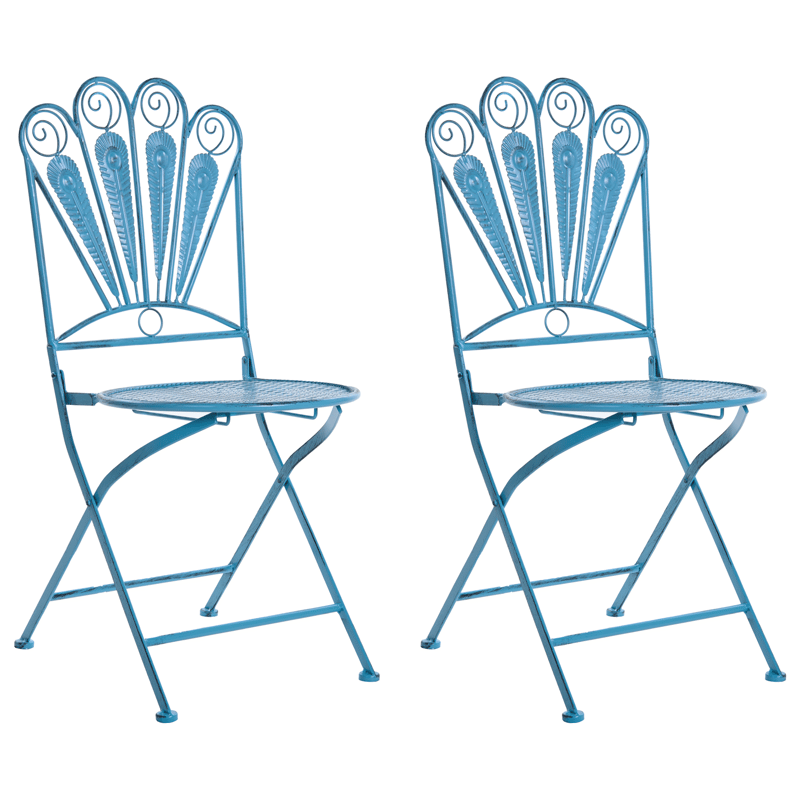 Cafésæt udendørs foldbar Pavia Jern - Blå - Havemøbler - Balkon - Balkonmøbler - Altansæt