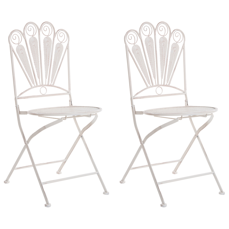 Cafésæt udendørs foldbar Pavia Jern - Hvid - Havemøbler - Balkon - Balkonmøbler - Altansæt