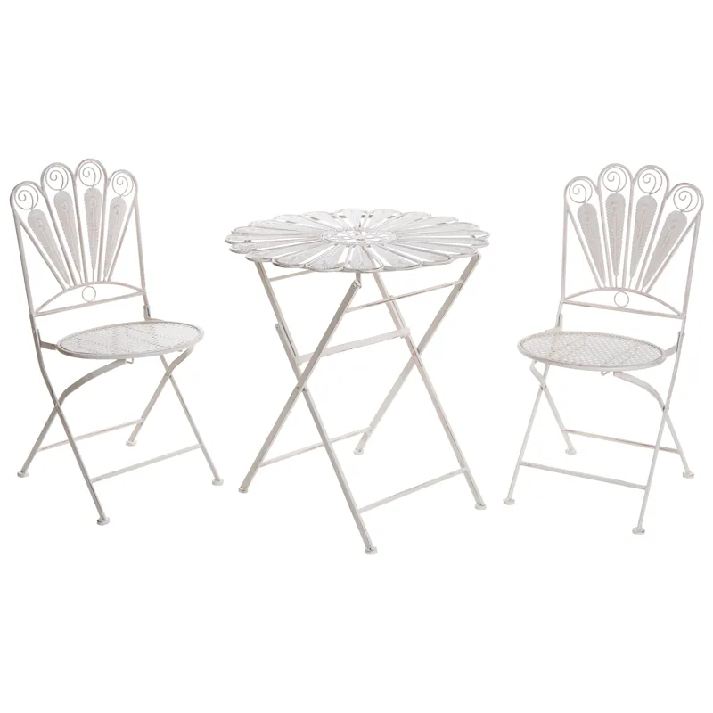 Cafésæt udendørs foldbar Pavia Jern, Hvid
