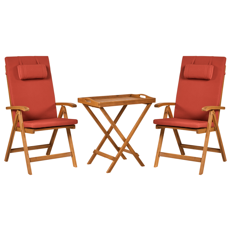Cafésæt udendørs Java Premium akacietræ, Brun/Rød