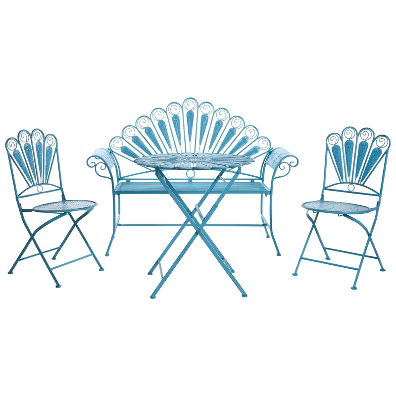 Cafésæt udendørs med bænk Pavia Jern, Blå