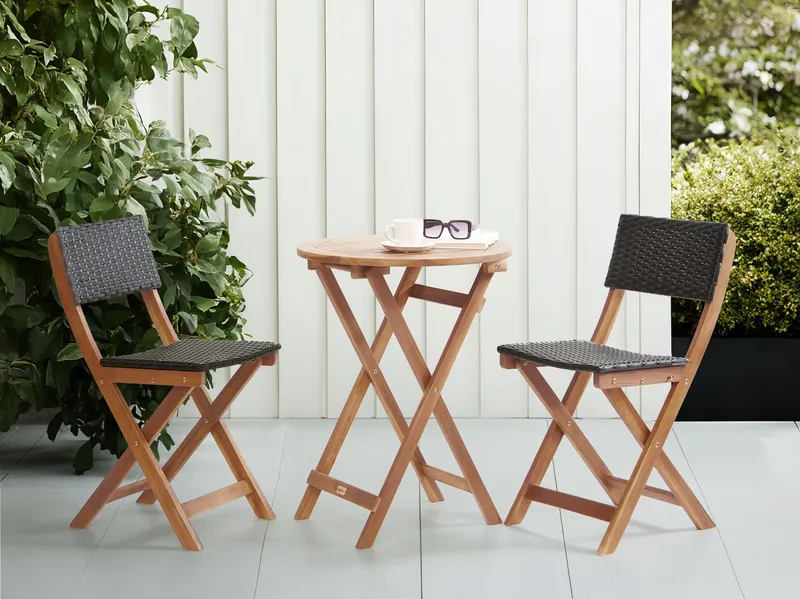 Cafésæt udendørs Rivarotta akacietræ - Brun/Sort - Havemøbler - Balkon - Balkonmøbler - Altansæt