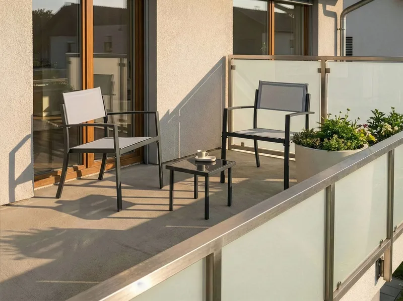 Cafésæt udendørs Tavoleto Stål - Grå - Havemøbler - Balkon - Balkonmøbler - Altansæt