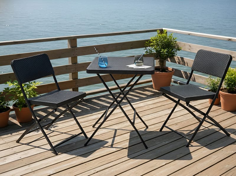 Cafésæt udendørs Trappeto - Sort - Havemøbler - Balkon - Balkonmøbler - Altansæt