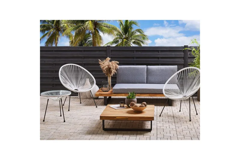 Cafeset Beliani Acapulco II Blå/Svart White||Black - Havemøbler - Balkon - Balkonmøbler - Altansæt