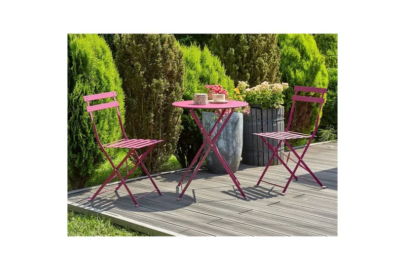 Cafeset Beliani Fiori Blå Wine red - Havemøbler - Balkon - Balkonmøbler - Altansæt