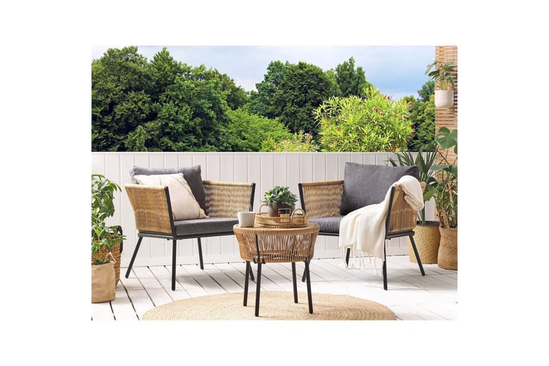 Cafeset Beliani Gargano Brun/grå Brown||Grey - Havemøbler - Balkon - Balkonmøbler - Altansæt