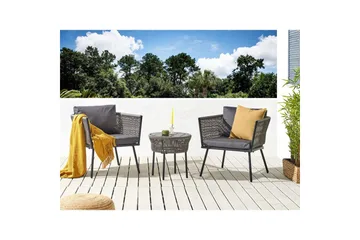 Cafeset Beliani Gargano Brun/grå Light grey||Black - Havemøbler - Balkon - Balkonmøbler - Altansæt