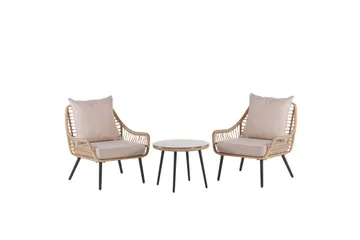 Cafeset Beliani Laureto Grå Natural||Beige||Black - Havemøbler - Balkon - Balkonmøbler - Altansæt
