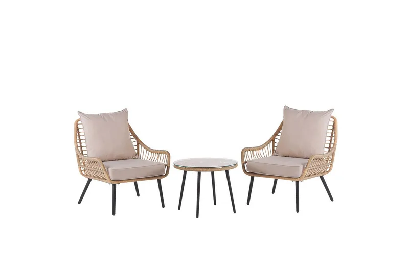 Cafeset Beliani Laureto Grå Natural||Beige||Black
