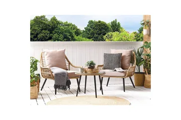 Cafeset Beliani Laureto Grå Natural||Beige||Black - Havemøbler - Balkon - Balkonmøbler - Altansæt