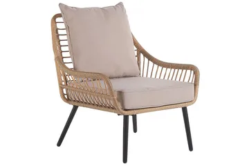 Cafeset Beliani Laureto Grå Natural||Beige||Black - Havemøbler - Balkon - Balkonmøbler - Altansæt