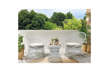 Cafeset Beliani Mesyna Beige/grå White||Beige - Havemøbler - Balkon - Balkonmøbler - Altansæt