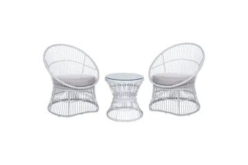 Cafeset Beliani Mesyna Beige/grå White||Beige - Havemøbler - Balkon - Balkonmøbler - Altansæt