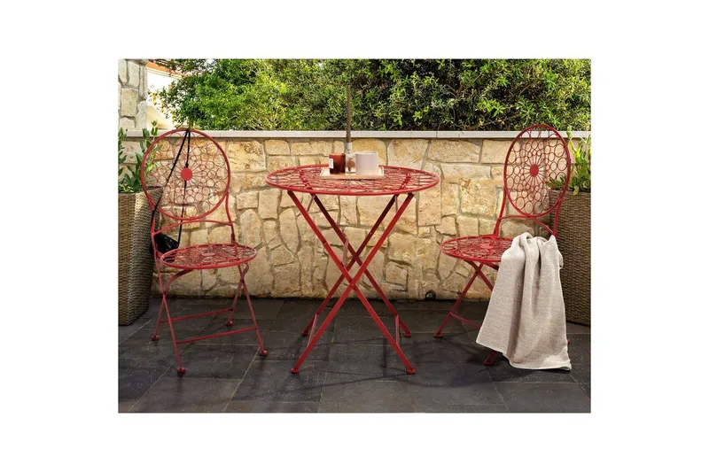 Cafeset Beliani Scario Red - Havemøbler - Balkon - Balkonmøbler - Altansæt